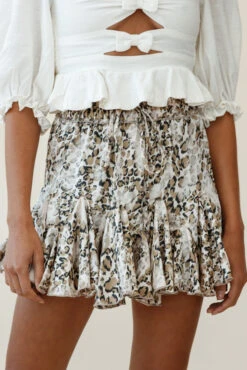 Robyn Flounce Mini Skirt Champagne Leopard -Trend Whisper 14254B21 S CHAMPAGNE LEOPARD 7