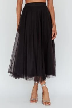 Jasmine Organza Mesh Elasticated Waist Midi Skirt Black -Trend Whisper 14491B01 20BLACK 4