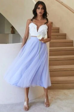 Jasmine Organza Mesh Elasticated Waist Midi Skirt Lavender -Trend Whisper 14491b01 lavender 4