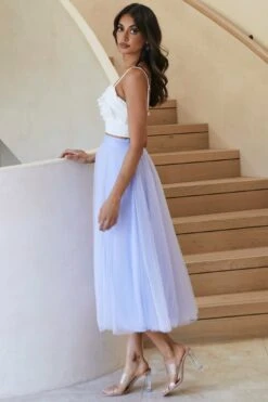 Jasmine Organza Mesh Elasticated Waist Midi Skirt Lavender -Trend Whisper 14491b01 lavender 5