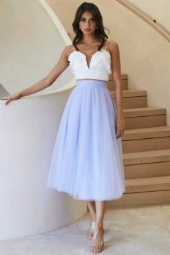Jasmine Organza Mesh Elasticated Waist Midi Skirt Lavender -Trend Whisper 14491b01 lavender 6