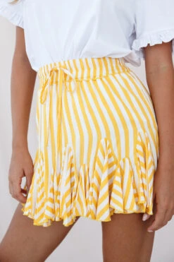 Robyn Pleated Striped Mini Skirt Yellow Stripe -Trend Whisper 190122sl 1179 14254b04 s yellow