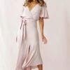 Friday Surplice Neckline Front Split Maxi Dress Mauve