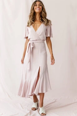 Friday Surplice Neckline Front Split Maxi Dress Mauve -Trend Whisper 190123 sl12459 62433b mauve