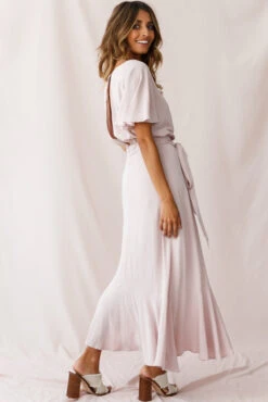 Friday Surplice Neckline Front Split Maxi Dress Mauve -Trend Whisper 190123 sl12469 62433b mauve