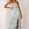 Kiya Layered Bandeau Maxi Dress White Floral Print