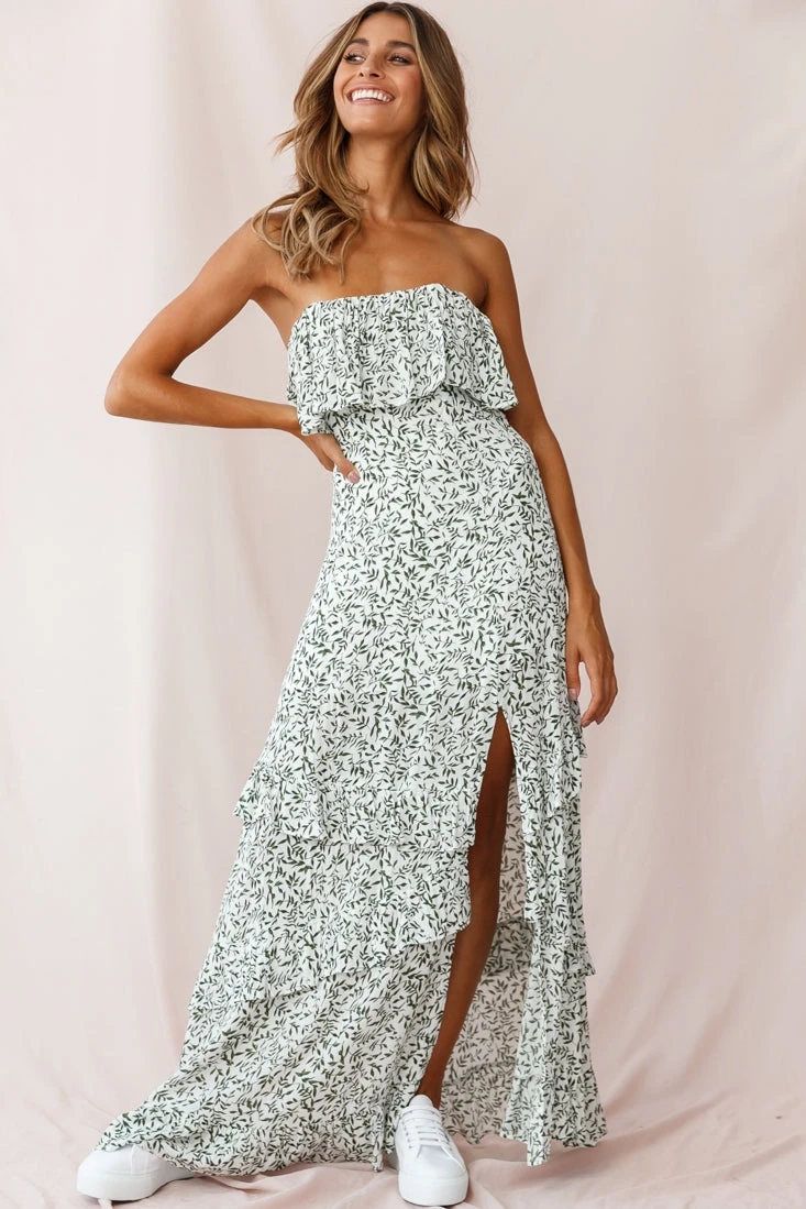 Kiya Layered Bandeau Maxi Dress White Floral Print 1 Kiya Layered Bandeau Maxi Dress White Floral Print