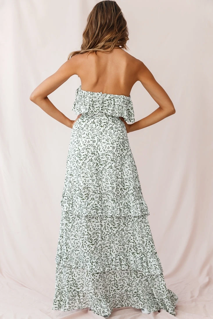 Kiya Layered Bandeau Maxi Dress White Floral Print 3 Kiya Layered Bandeau Maxi Dress White Floral Print - Image 3