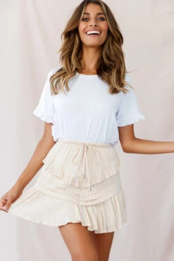 Willah Pintuck And Frill Detail Drawstring Skirt Beige -Trend Whisper 190123 sl13590 st1882k01 beige