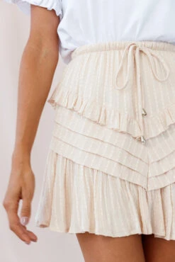 Willah Pintuck And Frill Detail Drawstring Skirt Beige -Trend Whisper 190123 sl13591 st1882k01 beige