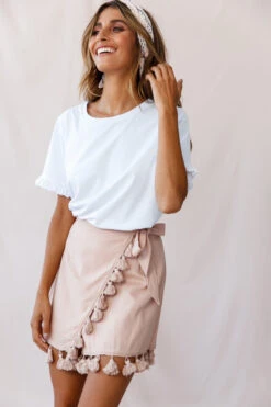 Kris Tassel Trimmed Wrap Skirt Mocha -Trend Whisper 190123 sl14189 cm0009b mocha