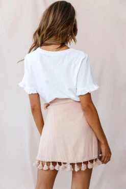 Kris Tassel Trimmed Wrap Skirt Mocha -Trend Whisper 190123 sl14194