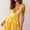 Queensland Tiered Frill Belt Dress Mustard