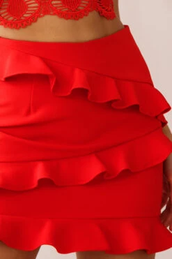 Frilled To Meet You Mini Skirt Red -Trend Whisper 190227sl1999 26958d red st1427b02 red