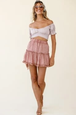 Alexi Frill Trim Mini Skirt Leopard Print Blush -Trend Whisper 25292B21 S BLUSH LEOPARD 1