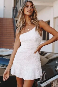 Lilah One Shoulder Embellished Dress White 14 Lilah One Shoulder Embellished Dress White -Trend Whisper 27471D WHITE 7