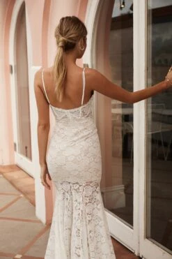 Forget Me Not Front Split Lace Mermaid Dress White 13 Forget Me Not Front Split Lace Mermaid Dress White -Trend Whisper 27494B02 WHITE 6