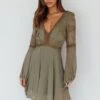 Carson Crochet Details Dress Olive