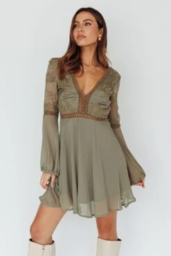 Carson Crochet Details Dress Olive 18 Carson Crochet Details Dress Olive -Trend Whisper 61244D09OLIVE 5