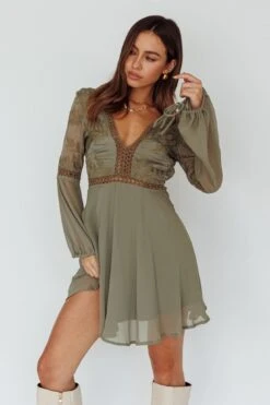 Carson Crochet Details Dress Olive 20 Carson Crochet Details Dress Olive -Trend Whisper 61244D09OLIVE 7