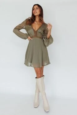 Carson Crochet Details Dress Olive 21 Carson Crochet Details Dress Olive -Trend Whisper 61244D09OLIVE 8