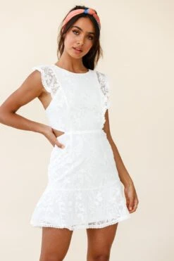 Jackie Pinafore Floral Mesh Dress White 10 Jackie Pinafore Floral Mesh Dress White -Trend Whisper 61972D05 WHITE 4