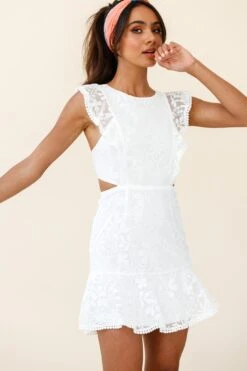 Jackie Pinafore Floral Mesh Dress White 11 Jackie Pinafore Floral Mesh Dress White -Trend Whisper 61972D05 WHITE 5