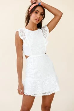 Jackie Pinafore Floral Mesh Dress White 13 Jackie Pinafore Floral Mesh Dress White -Trend Whisper 61972D05 WHITE 7