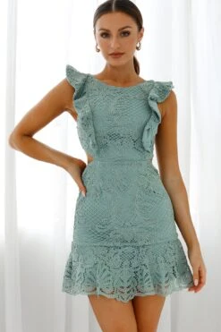 Jackie Pinafore Filigree Lace Dress Sage -Trend Whisper 61972D08 SAGE 8