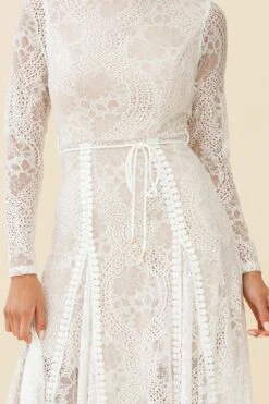 Palm Springs Long Sleeve Lace Overlay Maxi Dress White -Trend Whisper 62474D02 WHITE 7