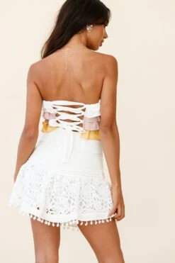 Adrielle Lace Detail Fluted Hem Mini Skirt White -Trend Whisper 62630D WHITE 2
