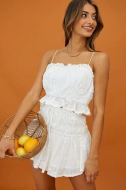 Remember Me Flounce Hem Drawstring Skirt White -Trend Whisper 62817B S WHITE 7