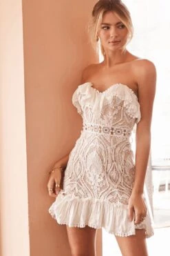 Mae Sweetheart Neckline Crochet Lace Dress White -Trend Whisper 62981D WHITE 5