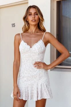 Halley Frill Bust Flounce Hem Embroidery Dress White 14 Halley Frill Bust Flounce Hem Embroidery Dress White -Trend Whisper 62987B WHITE 7