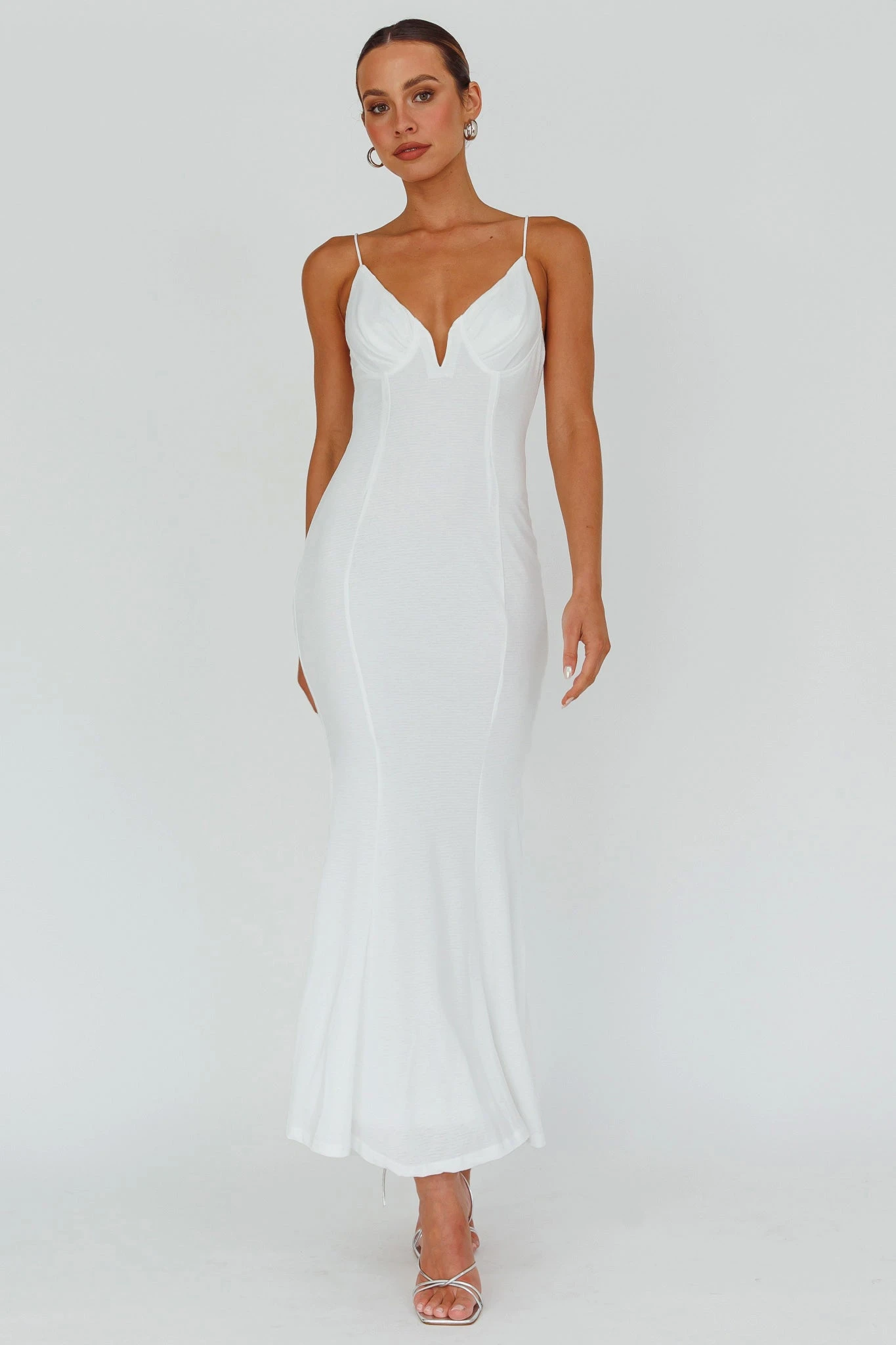 Lake Como Bodycon Maxi Dress White 1 Lake Como Bodycon Maxi Dress White