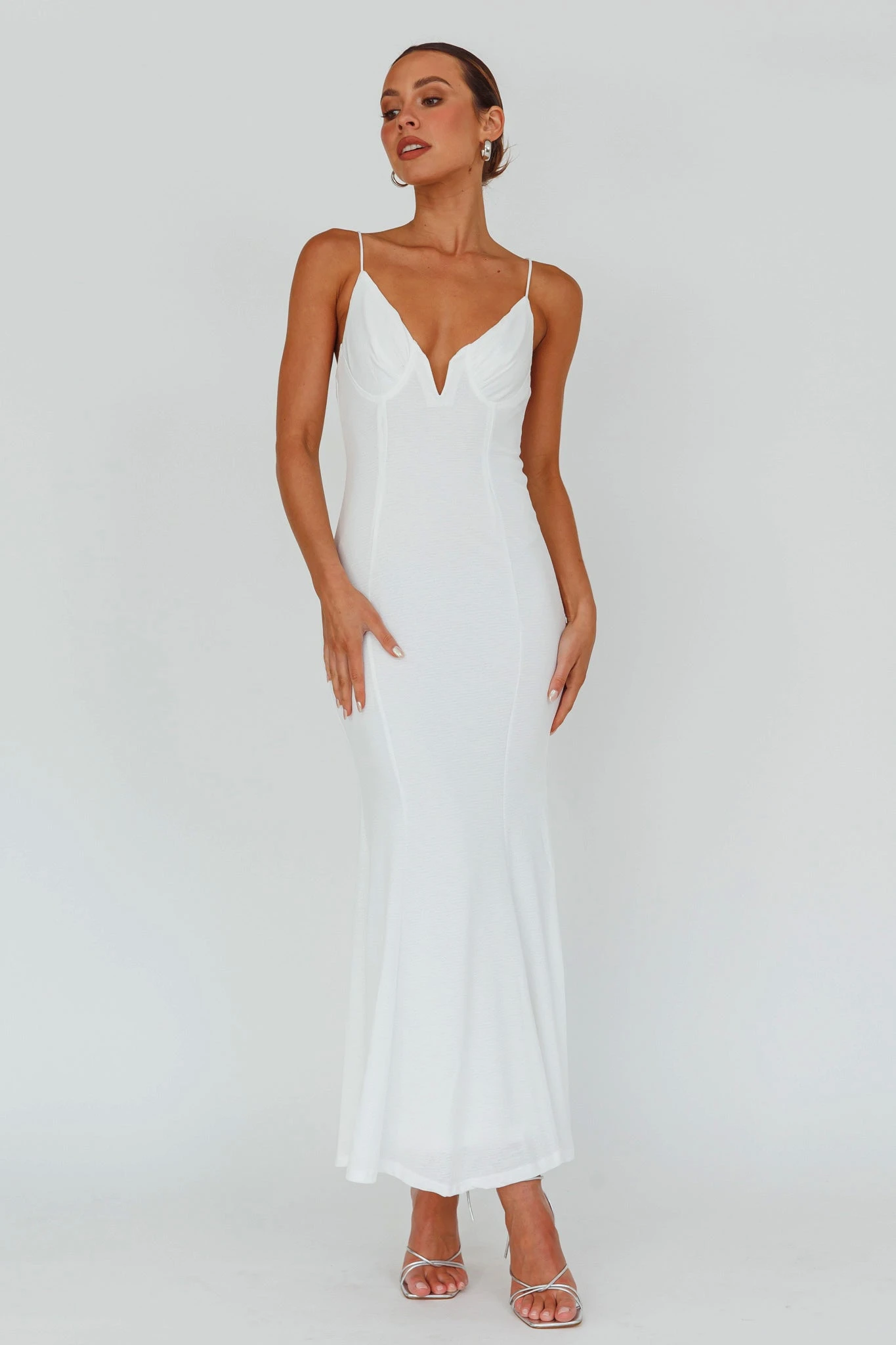 Lake Como Bodycon Maxi Dress White 3 Lake Como Bodycon Maxi Dress White - Image 3