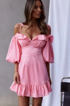 Ode To Love Sweetheart Neckline Balloon Sleeve Dress Pink -Trend Whisper 63454B01 PINK 7