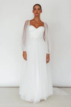 Fairytale Dream Sheer Sleeve Maxi Dress White -Trend Whisper 63830BS01 20WHITE 2