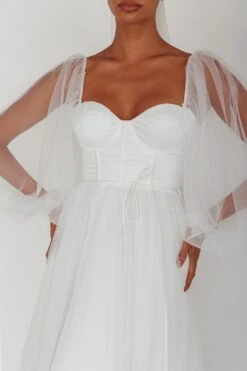 Fairytale Dream Sheer Sleeve Maxi Dress White -Trend Whisper 63830BS01 20WHITE 4