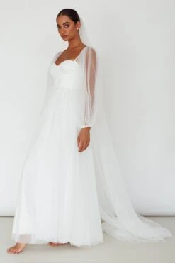 Fairytale Dream Sheer Sleeve Maxi Dress White -Trend Whisper 63830BS01 20WHITE 5