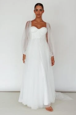 Fairytale Dream Sheer Sleeve Maxi Dress White -Trend Whisper 63830BS01 20WHITE 6