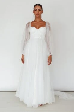 Fairytale Dream Sheer Sleeve Maxi Dress White -Trend Whisper 63830BS01 20WHITE 7