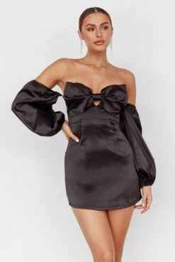 Lilly Off-Shoulder Bow Mini Dress Black -Trend Whisper 63845J03 20BLACK 4