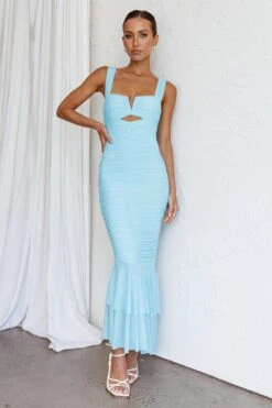Nadia Ruched Fishtail Maxi Dress Light Blue -Trend Whisper 63963H 20LIGHT 20BLUE 2