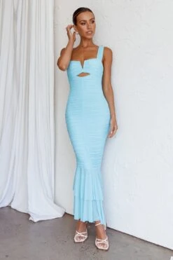 Nadia Ruched Fishtail Maxi Dress Light Blue -Trend Whisper 63963H 20LIGHT 20BLUE 7