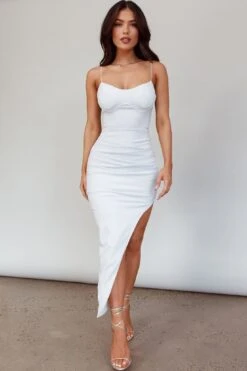 Silver Screen Queen Thigh Split Maxi Dress Silver -Trend Whisper 63970B01 20SILVER 6