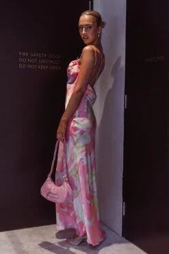 Moment With You Ruched Bust Midi Dress Swirl Pink/Lemon -Trend Whisper 63984B01 20PINK LEMON 6