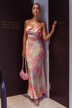 Moment With You Ruched Bust Midi Dress Swirl Pink/Lemon -Trend Whisper 63984B01 20PINK LEMON 8