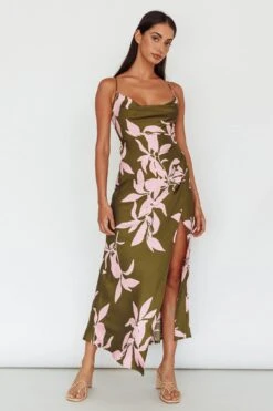 Morea Cowl Neck Maxi Dress Floral Green -Trend Whisper 64170B 20GREEN 5