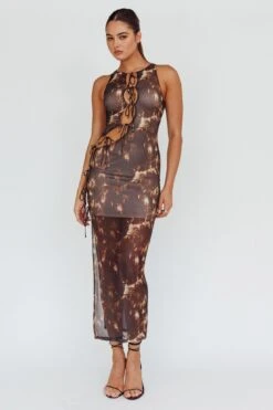 Mira Tied Keyhole Maxi Dress Brown -Trend Whisper AH0086D 20BROWN 2